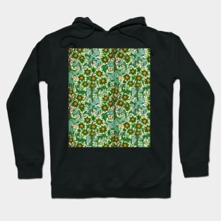 ORANGE TREE WITH BLUE GREEN LEAVES ,FLOWERS Floral Art Nouveau Pattern Hoodie